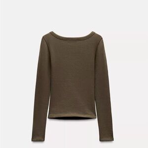 Zara Long Sleeve Ribbed T-Shirt